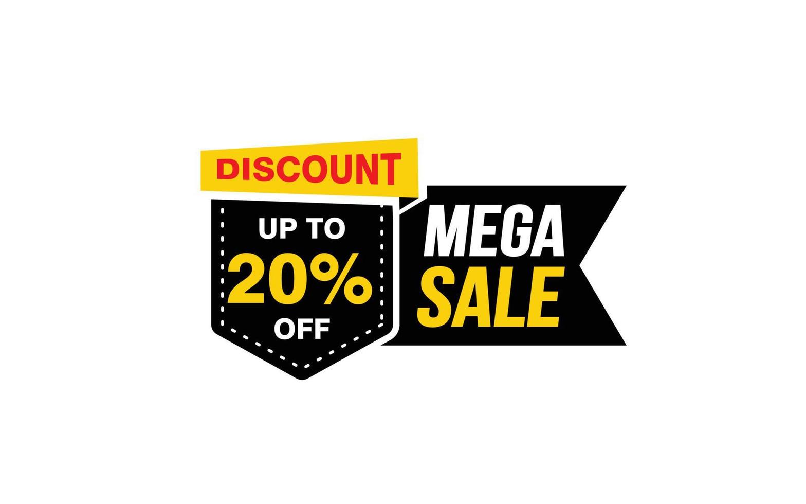 20 Prozent Mega-Sale-Angebot, Räumung, Werbebanner-Layout mit Aufkleberstil. vektor