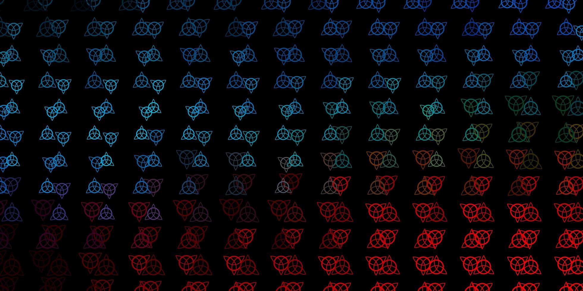 mörkblå, röd vektorbakgrund med ockulta symboler. vektor