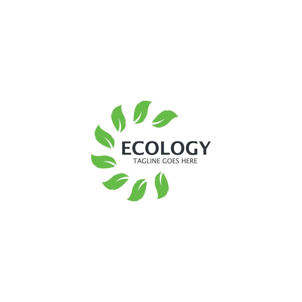 Ökologie-Baum-Blatt-Logo-Vorlage vektor