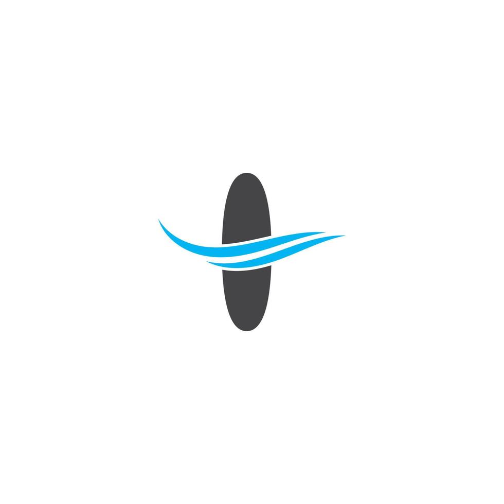 Surfbrett-Logo mit Vorlage für Wasserwellen-Vektorsymbole vektor