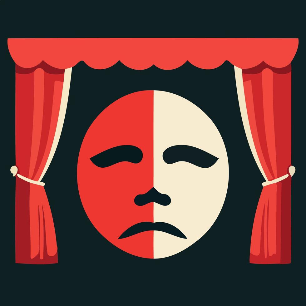 Dramatisches Maskenobjekt auf der Theaterbühne vektor