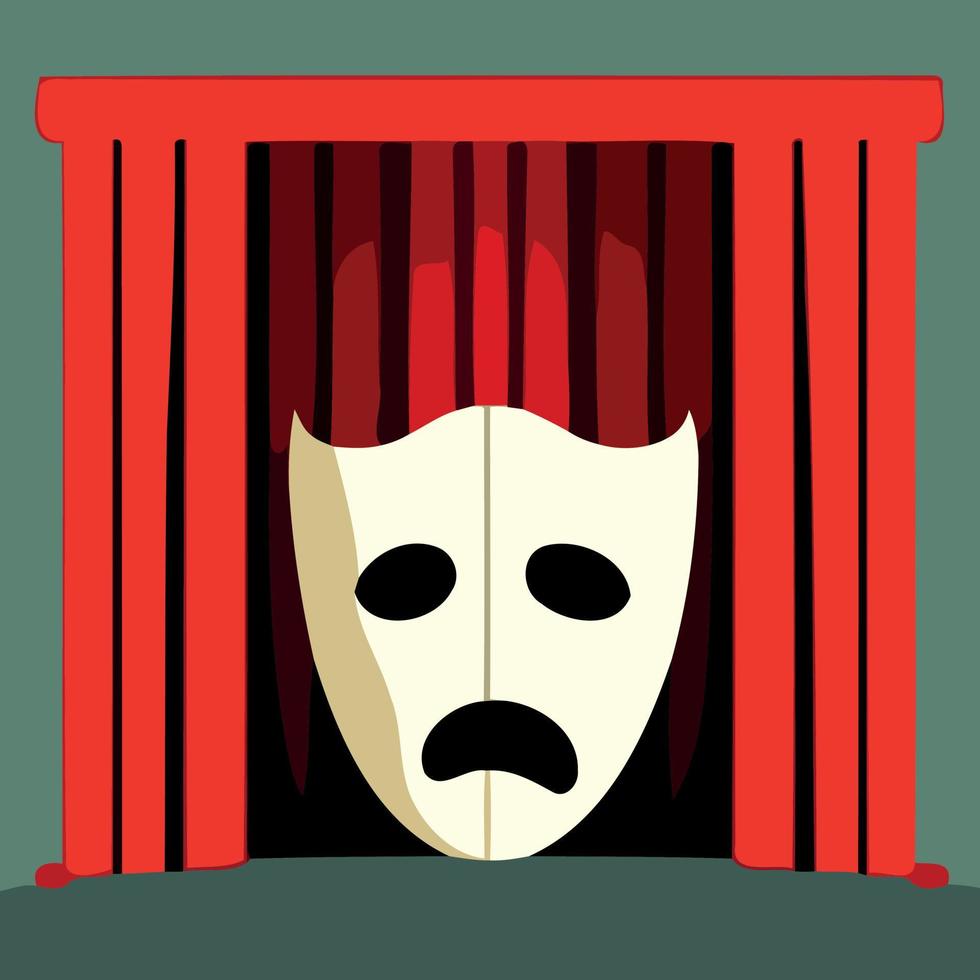 Dramatisches Maskenobjekt auf der Theaterbühne vektor