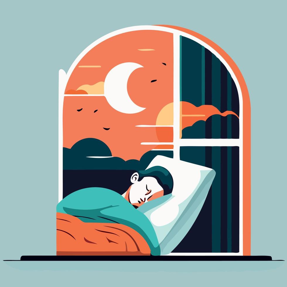 mänsklig karaktär sovande på natt vektor