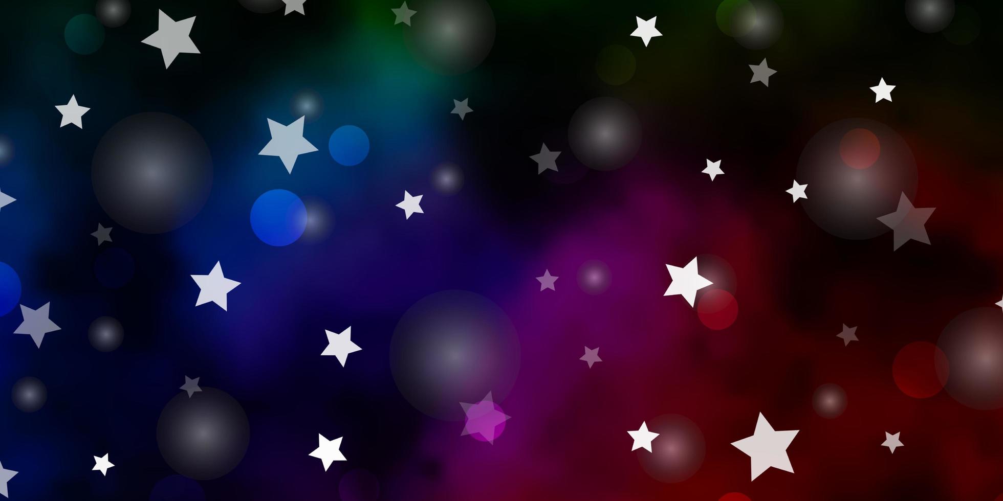 dunkelrosa, grüne Vektorschablone mit Kreisen, Sternen. vektor