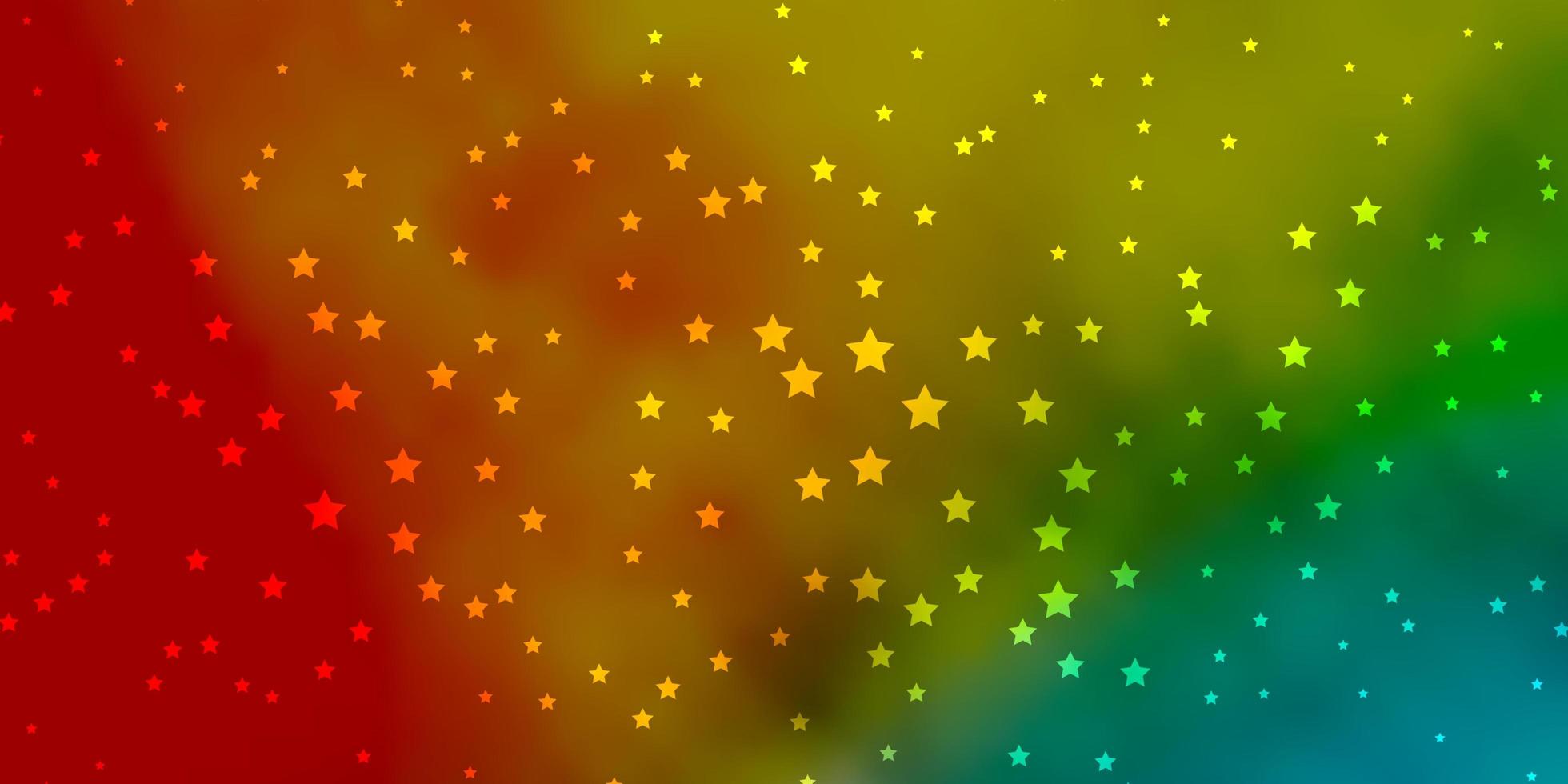 mörkblå, gul vektorbakgrund med små och stora stjärnor. vektor