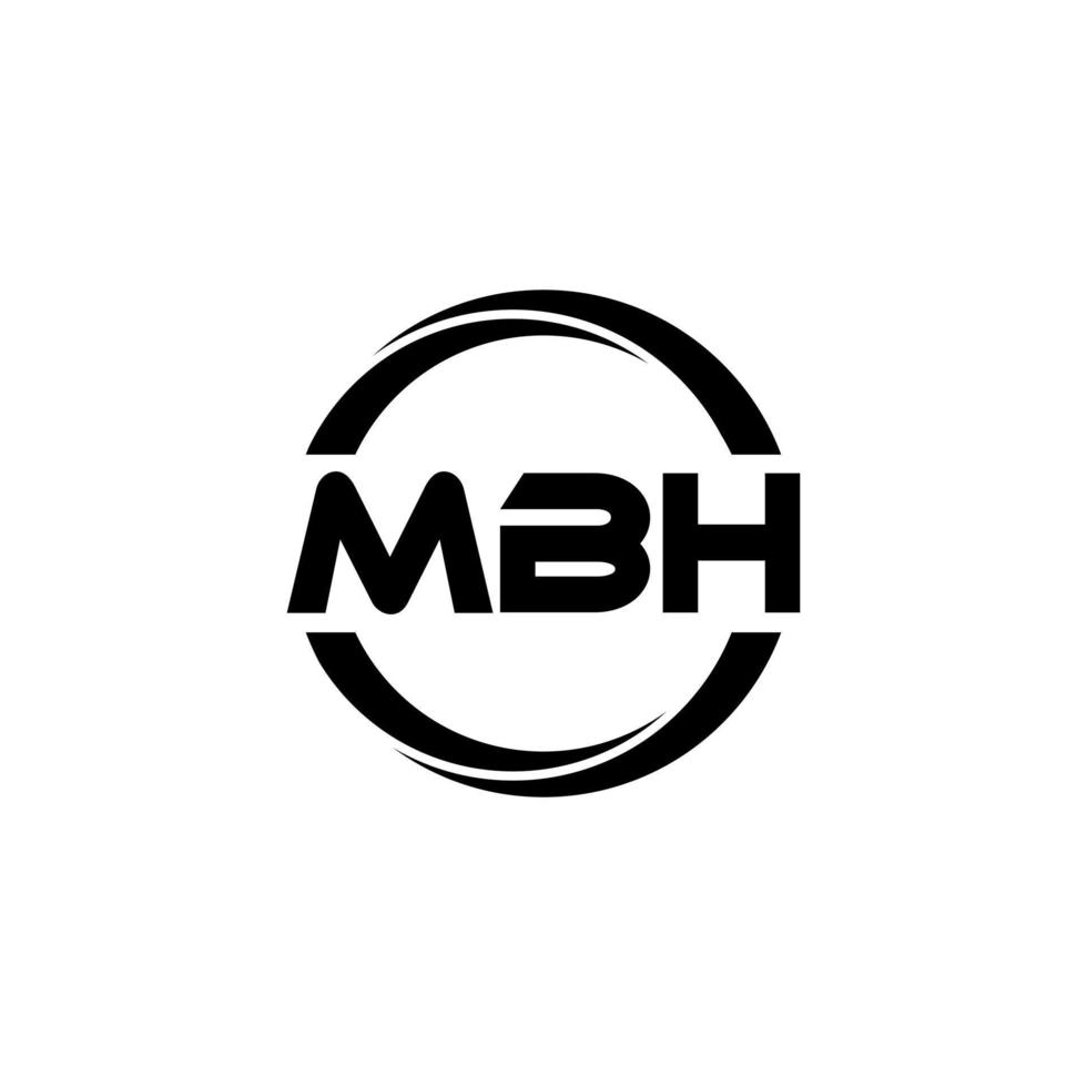 mbh brev logotyp design i illustration. vektor logotyp, kalligrafi mönster för logotyp, affisch, inbjudan, etc.