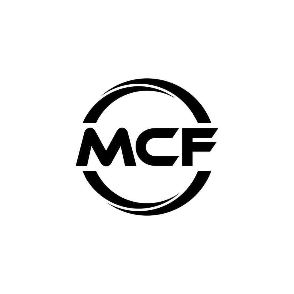 mcf brev logotyp design i illustration. vektor logotyp, kalligrafi mönster för logotyp, affisch, inbjudan, etc.