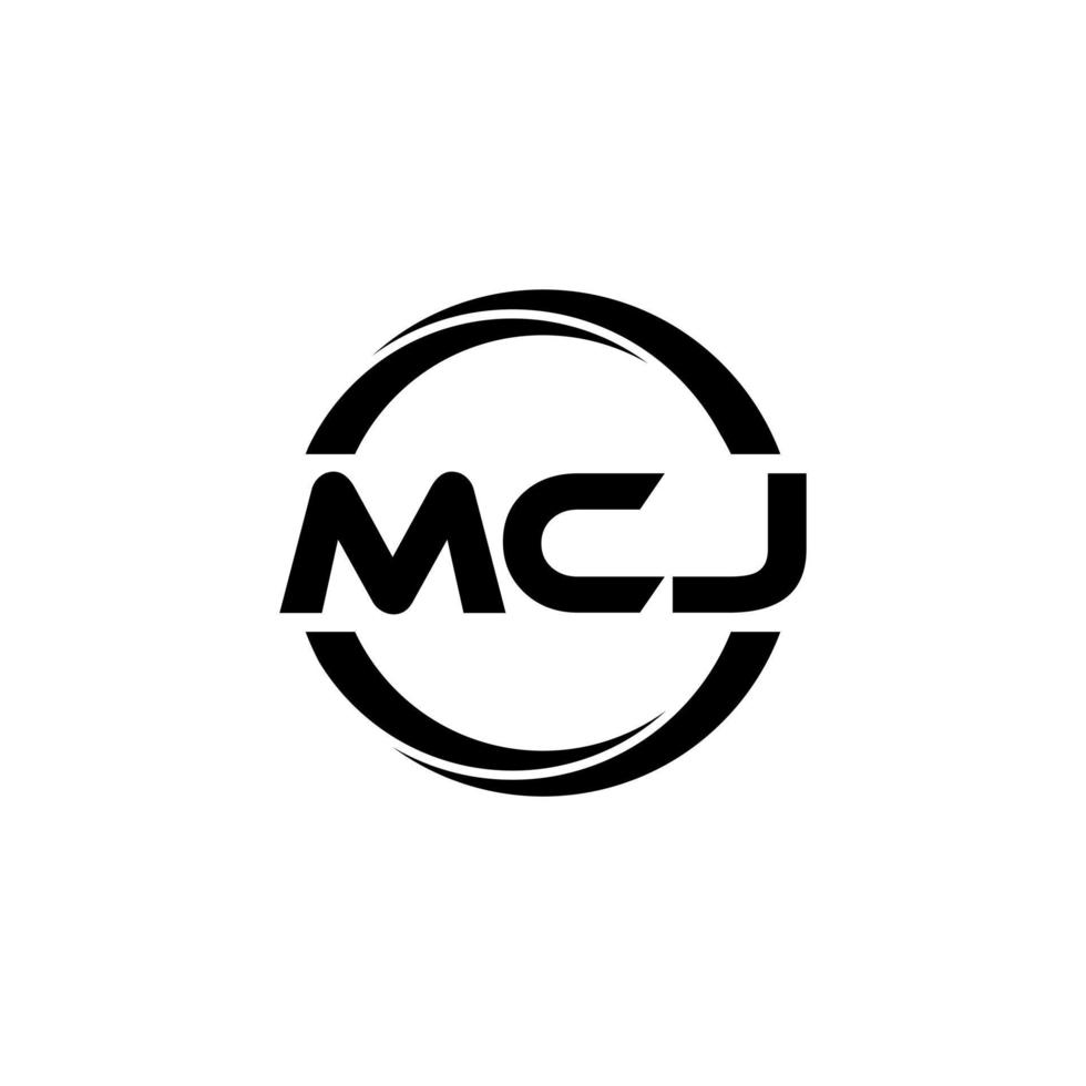 mcj brev logotyp design i illustration. vektor logotyp, kalligrafi mönster för logotyp, affisch, inbjudan, etc.