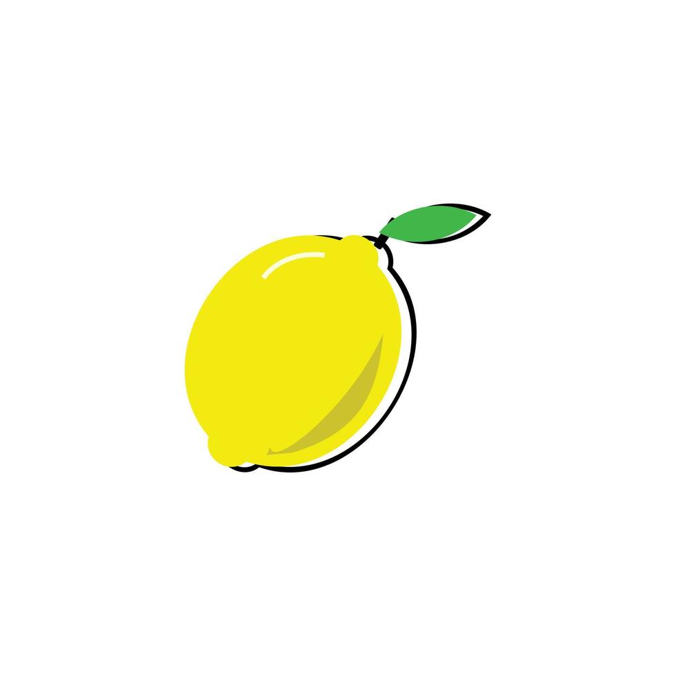 platt konst, översikt stil, citron- ikon på vit bakgrund vektor