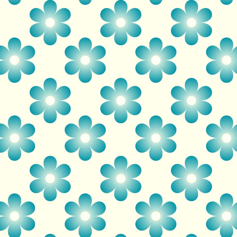 upprepa mönster av blå blommor med en lysande Centrum på en gul bakgrund vektor