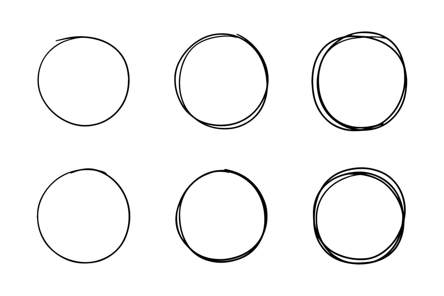 super satz kreise linien skizze handgezeichnet. gekritzelkreise für designelemente vektor