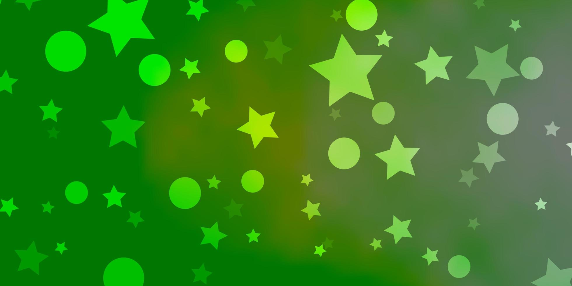 ljusgrön vektormall med cirklar, stjärnor. vektor