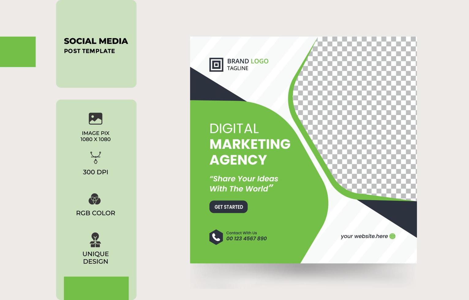 digitale marketingagentur unternehmensgeschäft quadrat social media post banner design vorlage kostenloser vektor