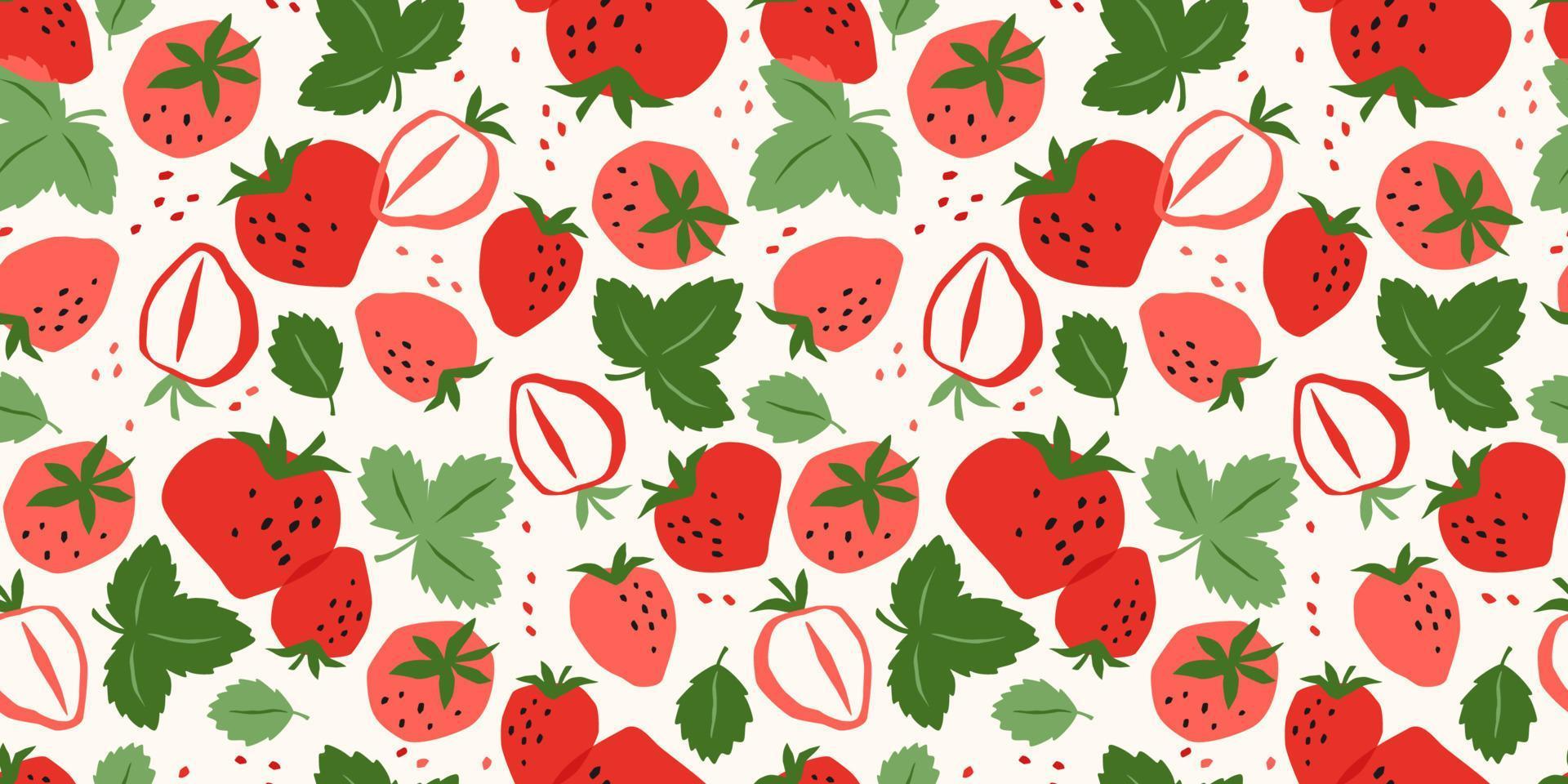 vektor sömlös mönster med jordgubbe. trendig hand dragen texturer. modern abstrakt design för papper, omslag, tyg, interiör dekor och Övrig använda sig av