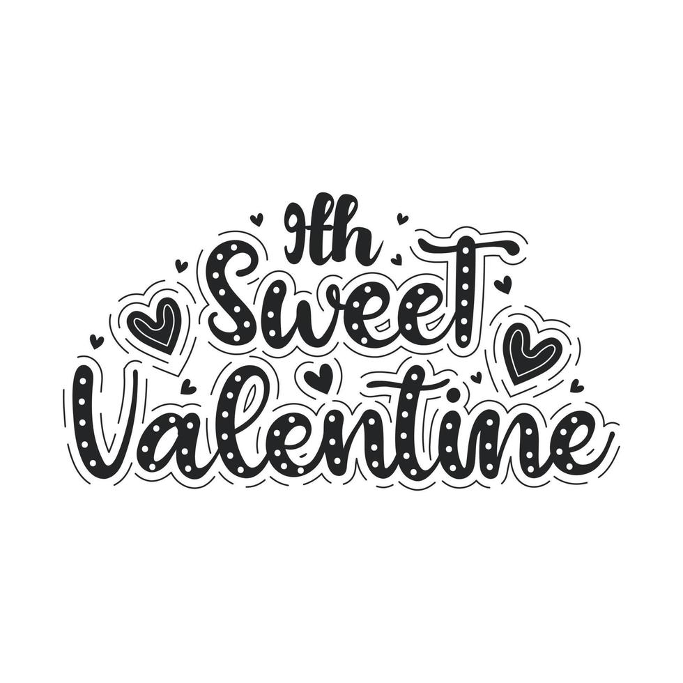 9:e ljuv valentines attraktiv svart och vit text design. vektor