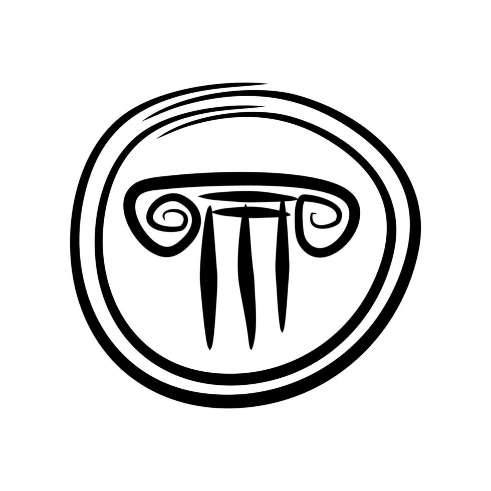 grekisk kolumn logotyp. grekisk element av arkitektur. de Fasad är en klassisk konstruktion. vektor