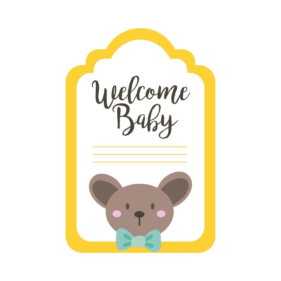 baby shower kort med koala och välkommen baby bokstäver, hand dra stil vektor