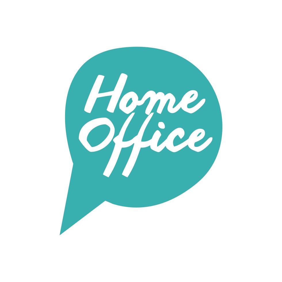 Home-Office-Kampagne Schriftzug in der Sprechblase flachen Stil Vektor-Illustration Design vektor