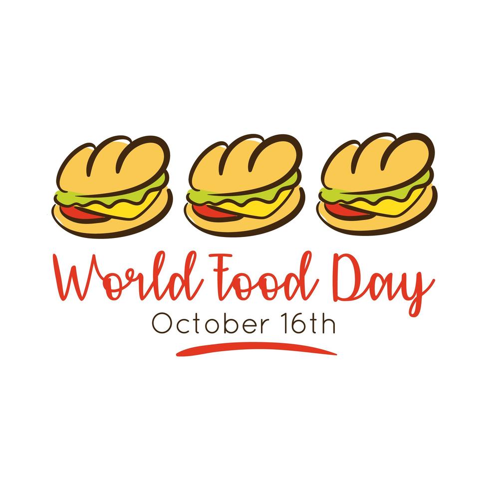 Welternährungstag-Feierbeschriftung mit flachem Sandwichstil vektor