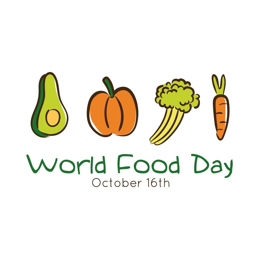 Welternährungstag-Feierbeschriftung mit flachem Gemüsestil vektor
