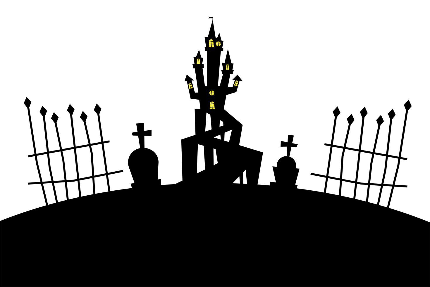 halloween hus på kyrkogårdens vektordesign vektor