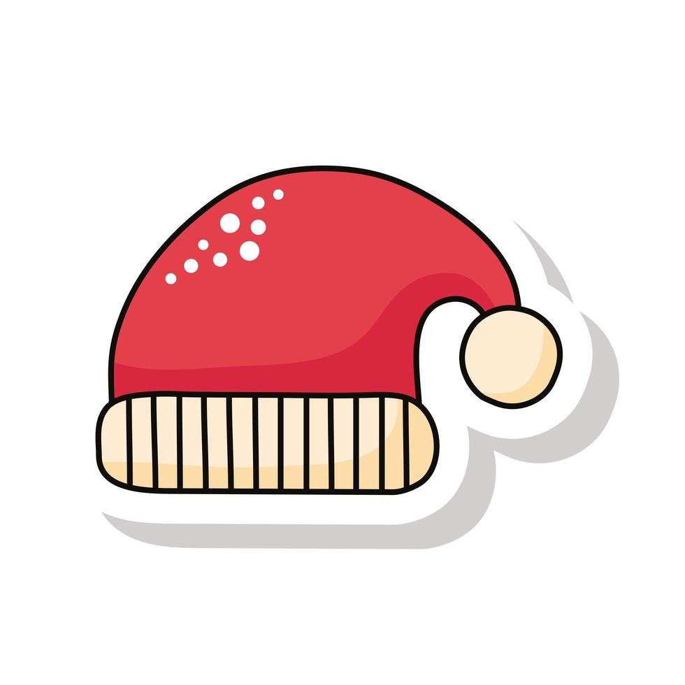Frohe Weihnachten rote Weihnachtsmütze Aufkleber Symbol vektor