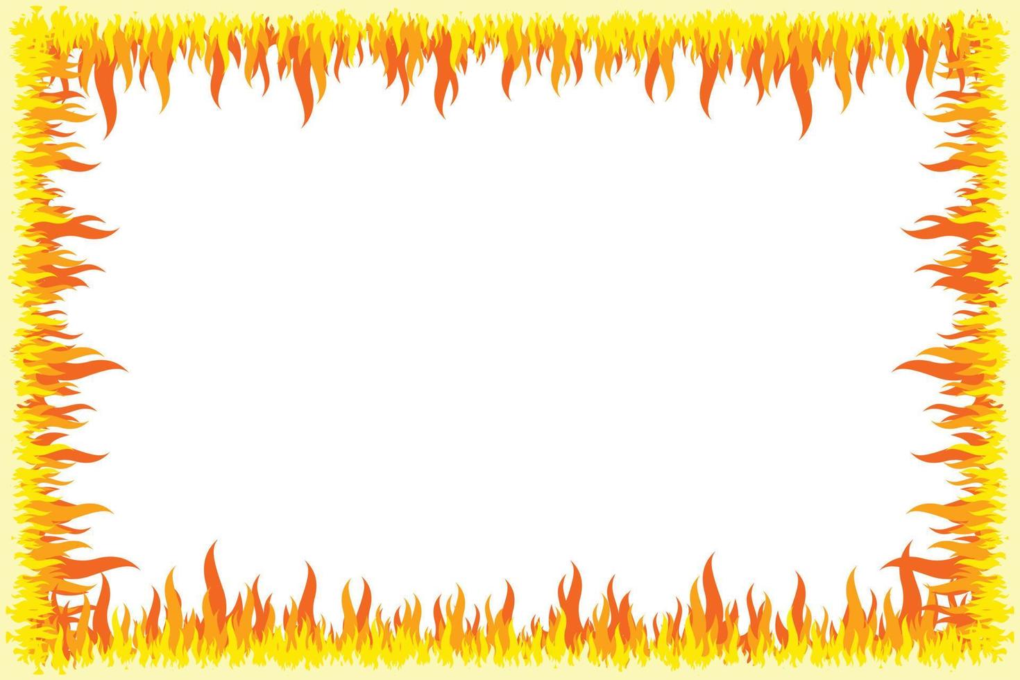 Flammeneffektrand, Rahmen mit weißem Hintergrund vektor
