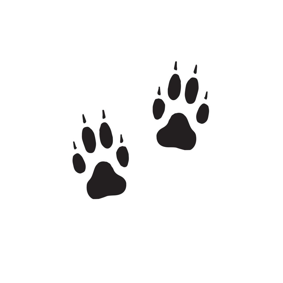 Vektor handgezeichnet Wolf Hund Pfotenabdruck