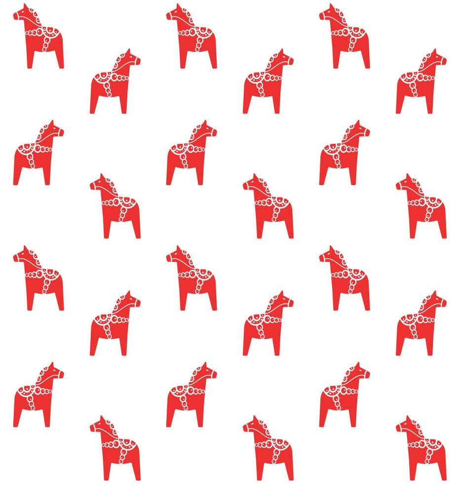 vektor sömlös mönster av röd dala häst