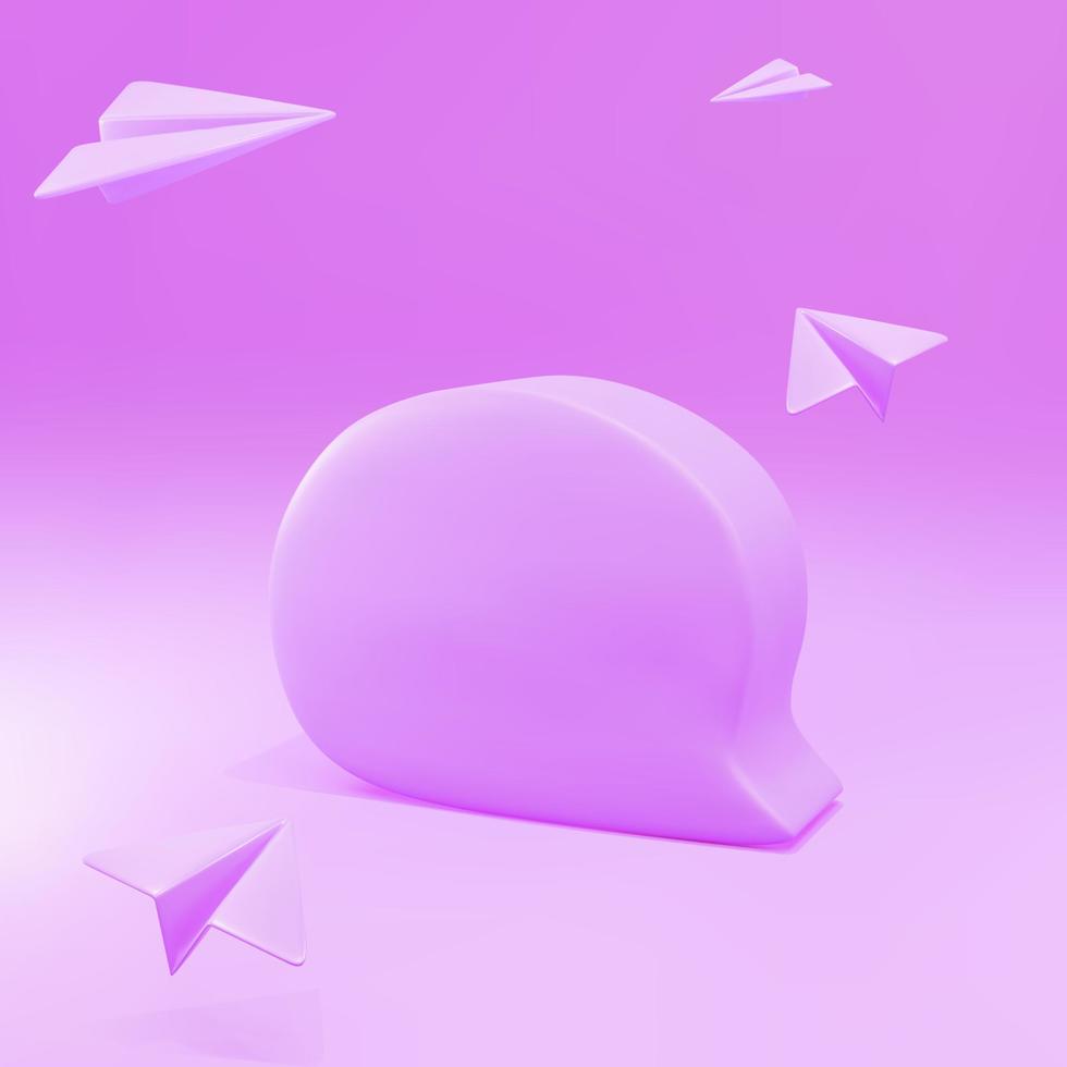 3D-Rosa-Sprechblasen-Nachricht und rosa Flugzeuge. Vektor-Illustration. vektor
