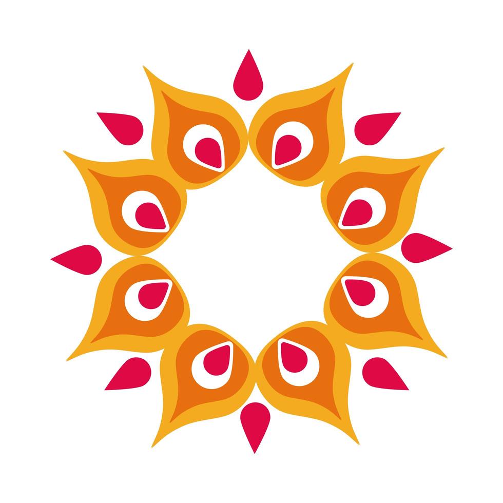Diwali Blütenblätter Dekoration flache Stilikone vektor