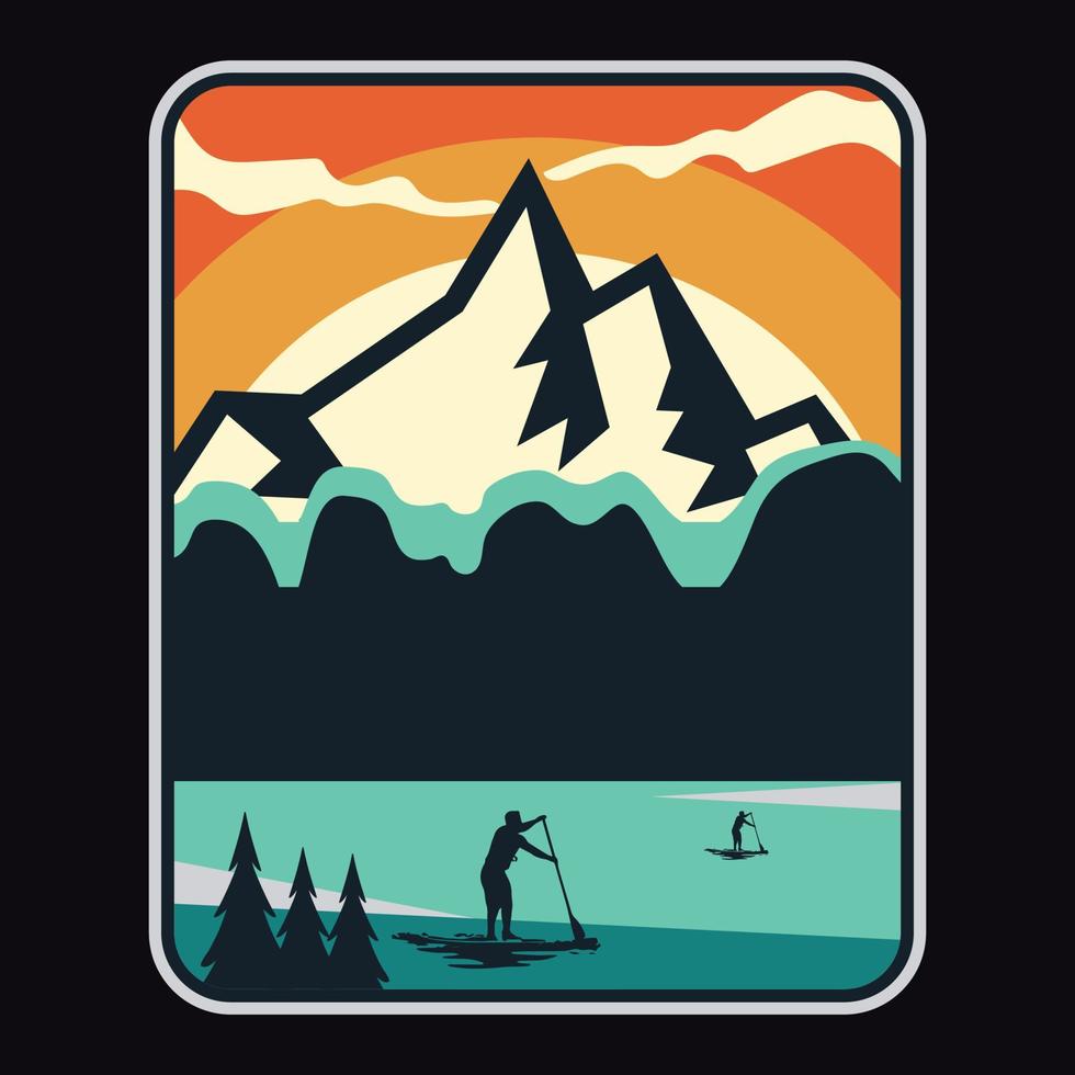 Berg-Outdoor-Abenteuer-Label-Vektor-Illustration Retro-Vintage-Abzeichen-Aufkleber und T-Shirt-Design vektor