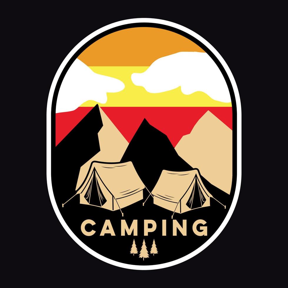 äventyr camping märka vektor illustration retro årgång bricka klistermärke och t-shirt design