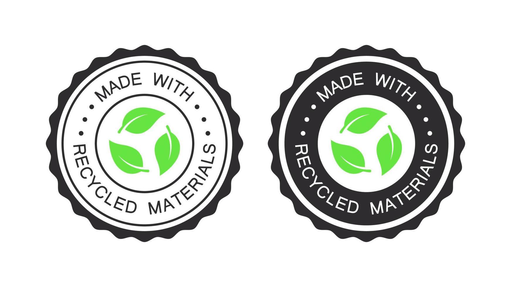Recycling-Logo. aus recycelten Materialien hergestellt. Verpackung und Recycling. Vektor-Illustration vektor