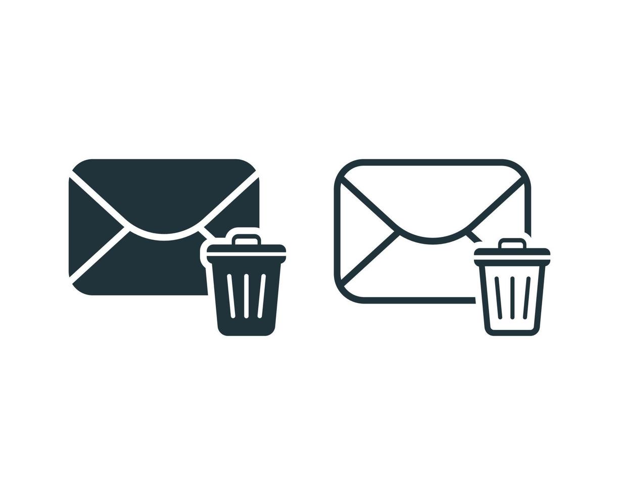 E-Mail-Vektorsymbol löschen. gefülltes flaches Schild für mobiles Konzept und Webdesign. Nachrichtensymbol löschen vektor