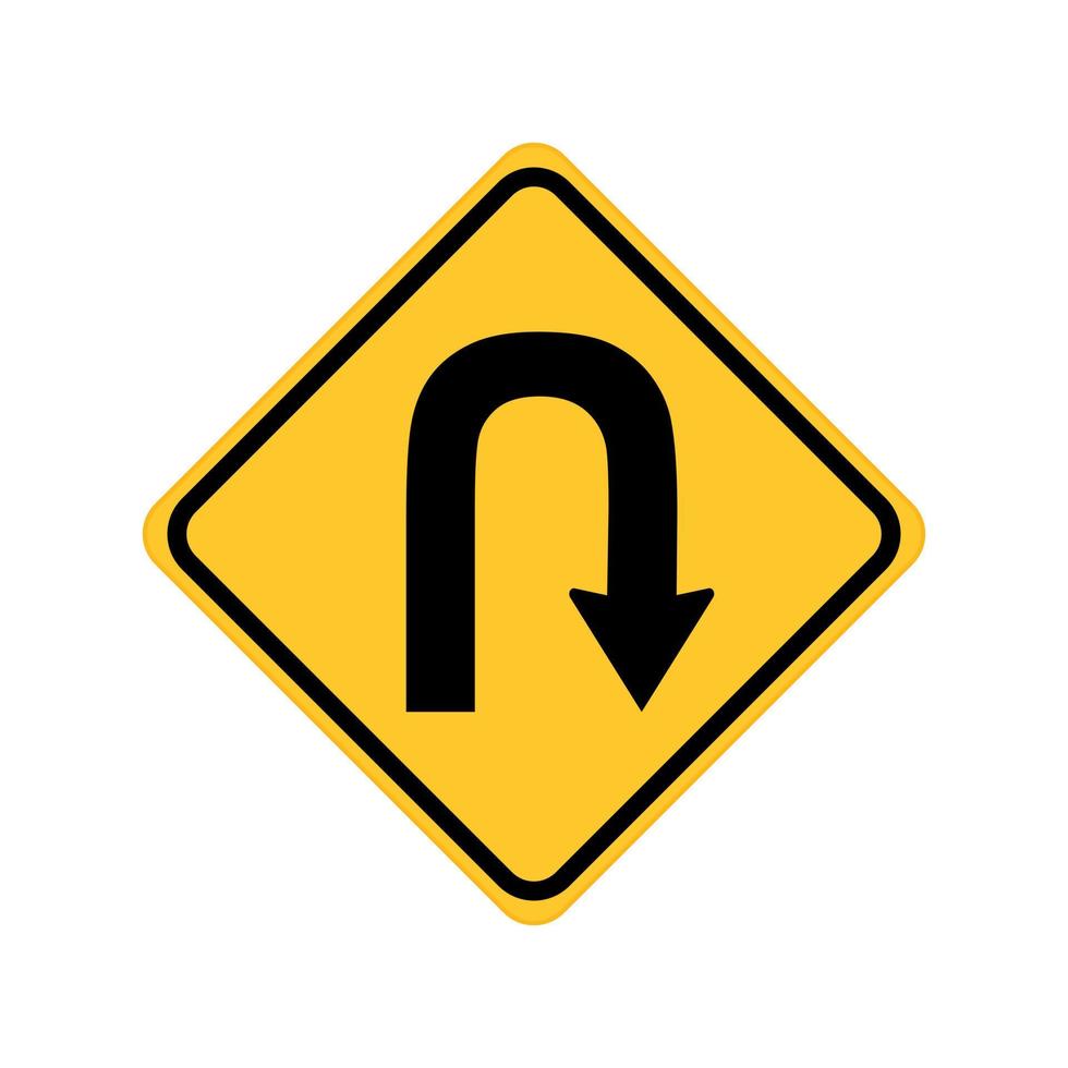 Verkehrszeichen, rechtes Wendezeichen auf weißem Hintergrund vektor