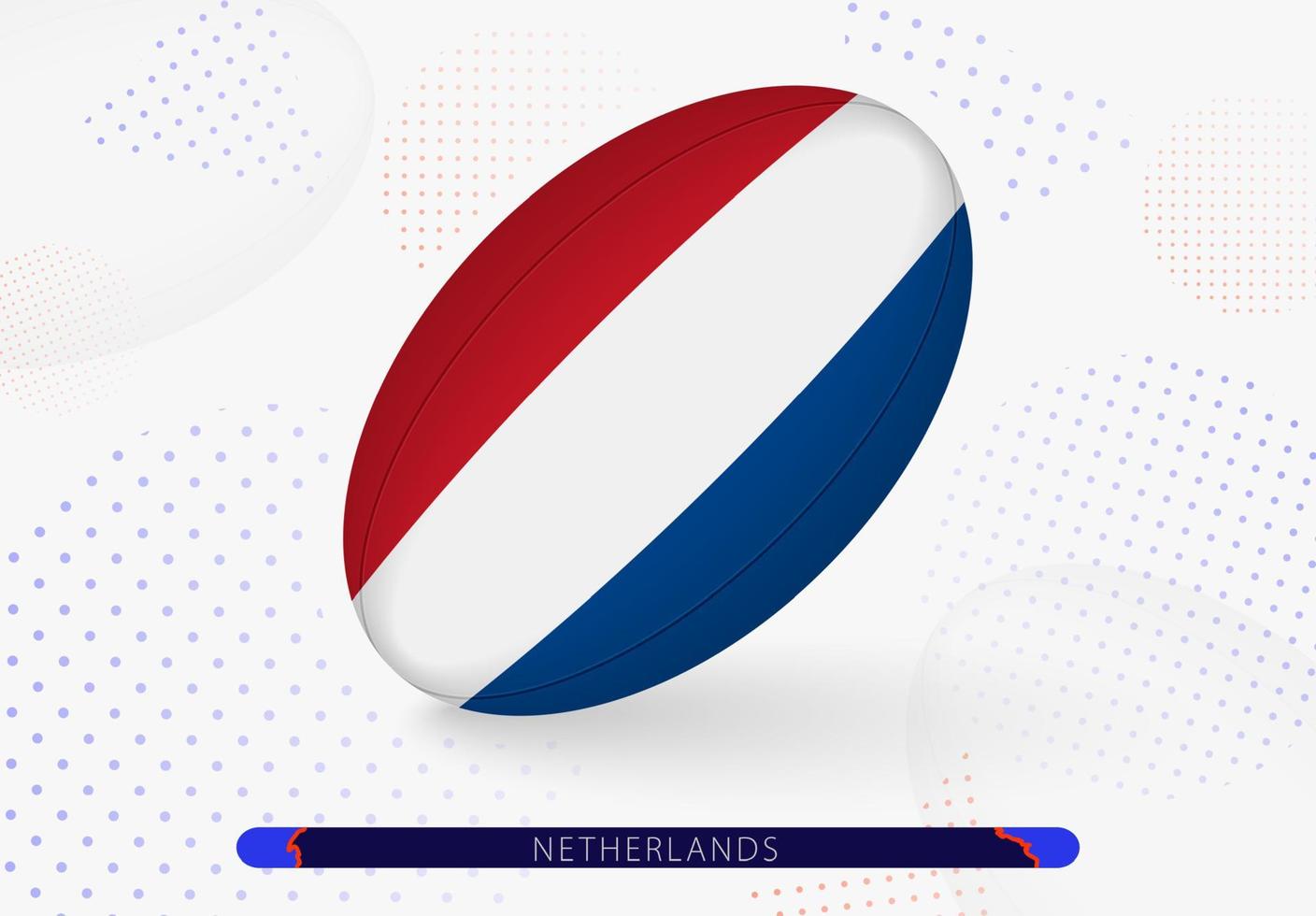 Rugbyball mit der Flagge der Niederlande darauf. Ausrüstung für das Rugby-Team der Niederlande. vektor