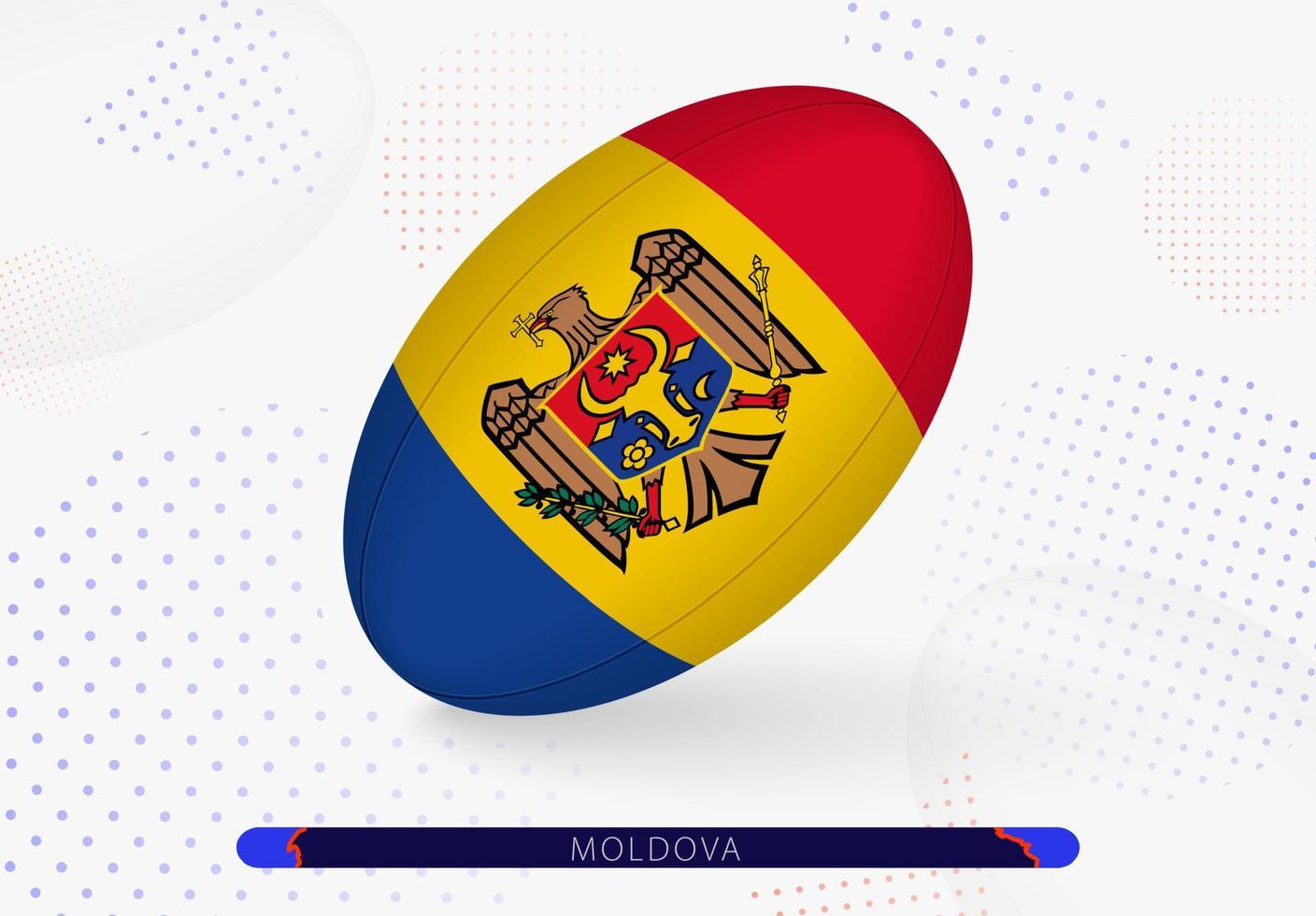Rugbyball mit der Flagge Moldawiens darauf. Ausrüstung für Rugby-Team von Moldawien. vektor