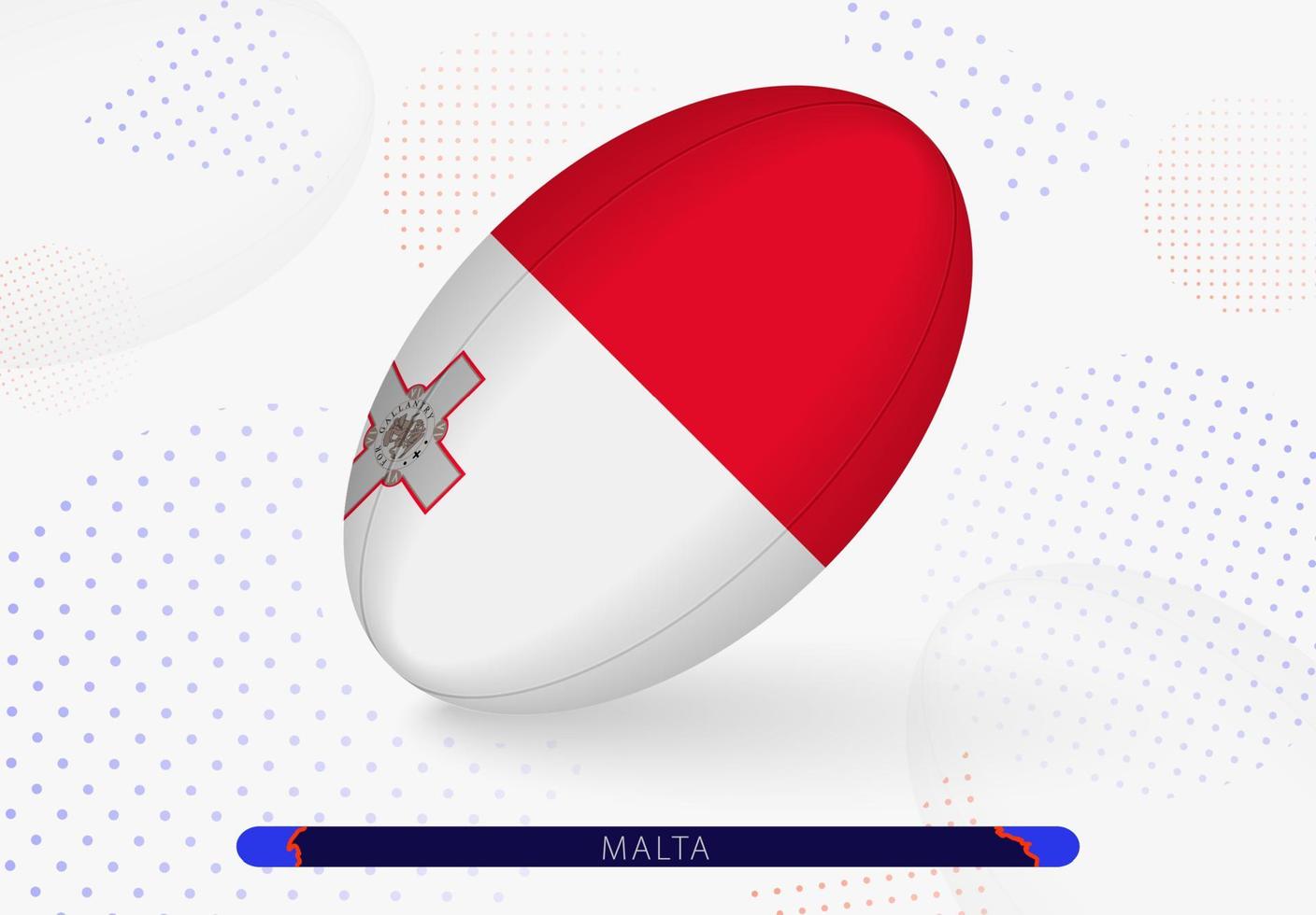 Rugbyball mit der Flagge von Malta darauf. Ausrüstung für das Rugby-Team von Malta. vektor