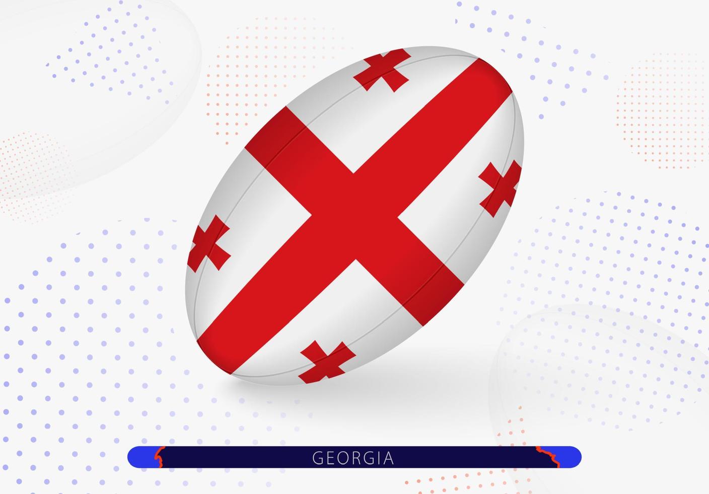 Rugbyball mit der Flagge von Georgia darauf. Ausrüstung für das Rugby-Team von Georgia. vektor