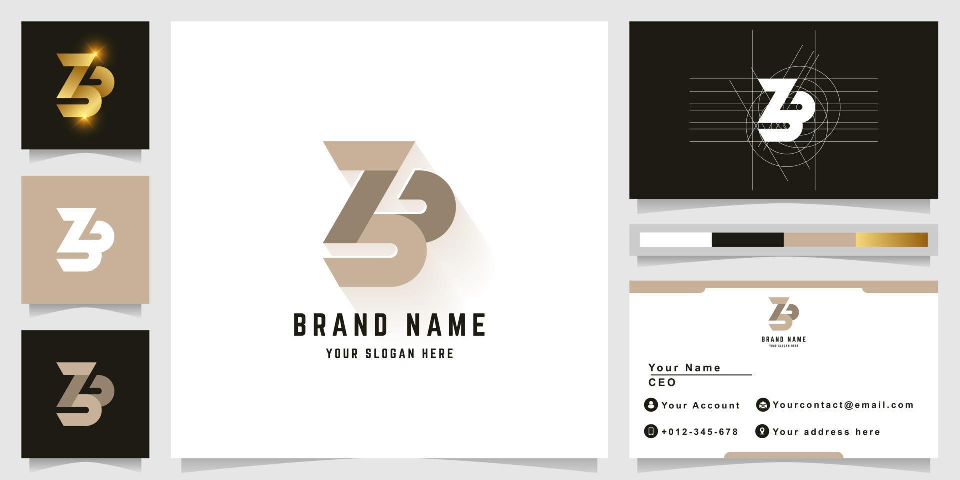 brev zb eller z3 monogram logotyp med företag kort design vektor