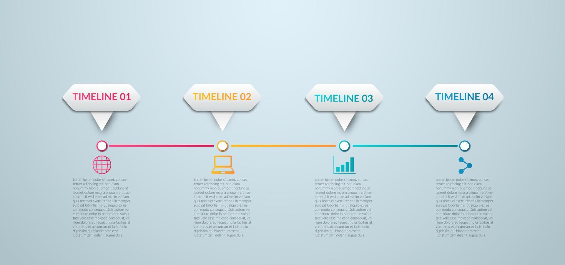 Business-Infografik. Timeline-Infografik-Designvektor. abstrakte Infografik-Optionsvorlage. Vektor-Illustration. Geschäftskonzept mit 4 Optionen, Schritten oder Prozessen. vektor