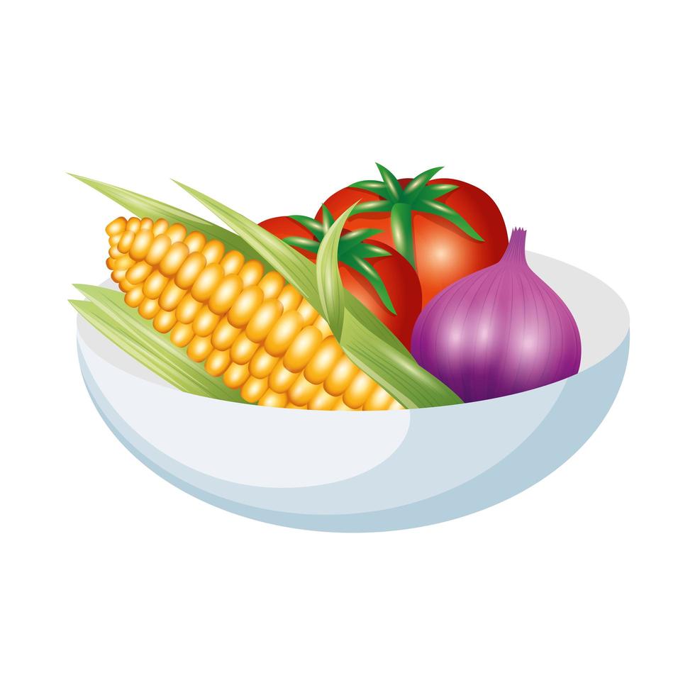 tomat vitlök och majs grönsaker vektor design