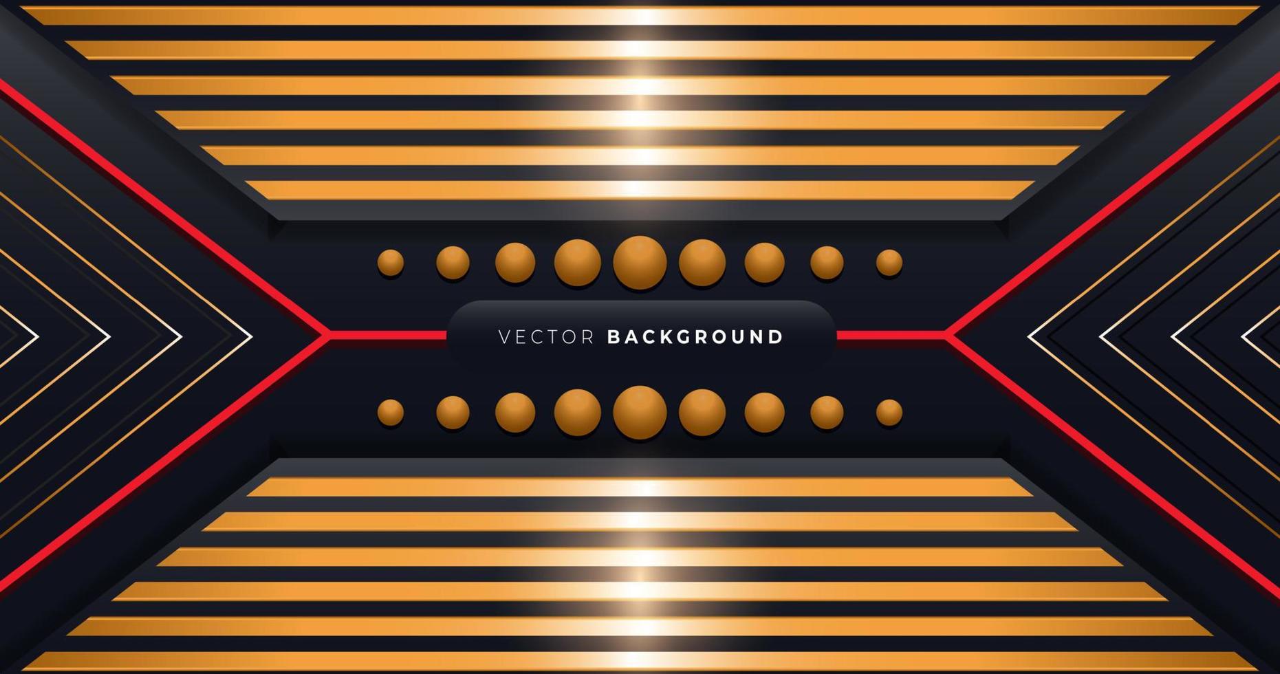 abstrakter roter schwarzer und goldener geometrischer formhintergrund mit goldenen kugeln vektor