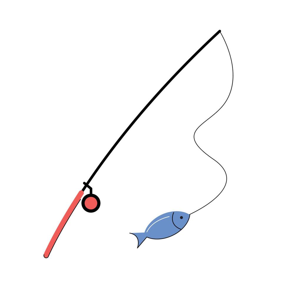 fiske stång med fisk isolerat vektor illustration