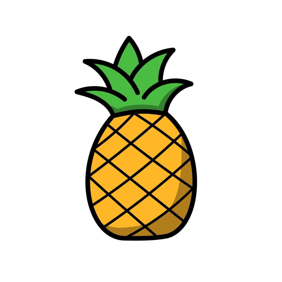 ananas vektor illustration med färgrik ritad för hand stil isolerat på vit bakgrund