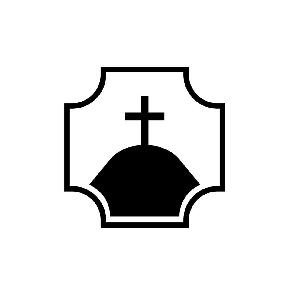 kristen korsa i kulle symbol vektor illustration. calvary går över, kulle och berg med helig kristen korsa logotyp, kyrka av katolik i natur landskap .