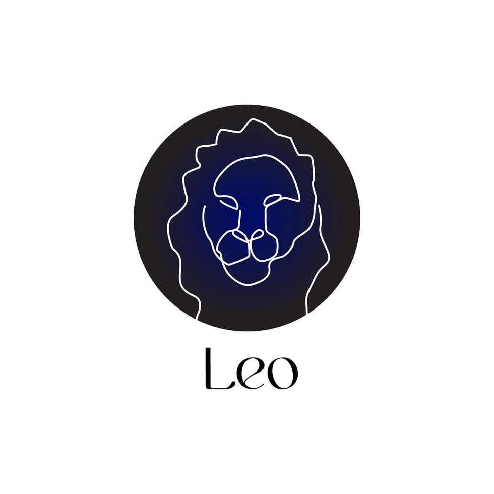 astro zodiaken tecken leo i linje konst stil på mörk blå zodiak astrologi symbol vektor