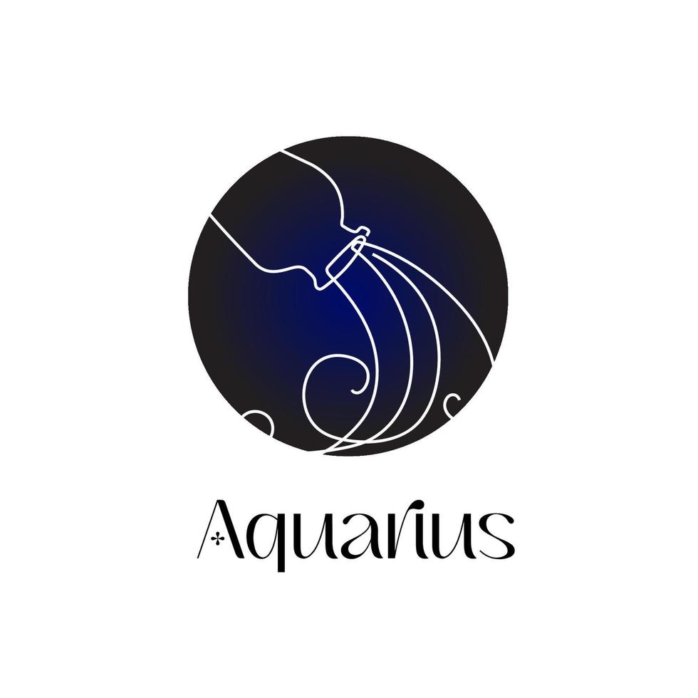 astro zodiaken tecken aquarius i linje konst stil på mörk blå zodiak astrologi symbol vektor