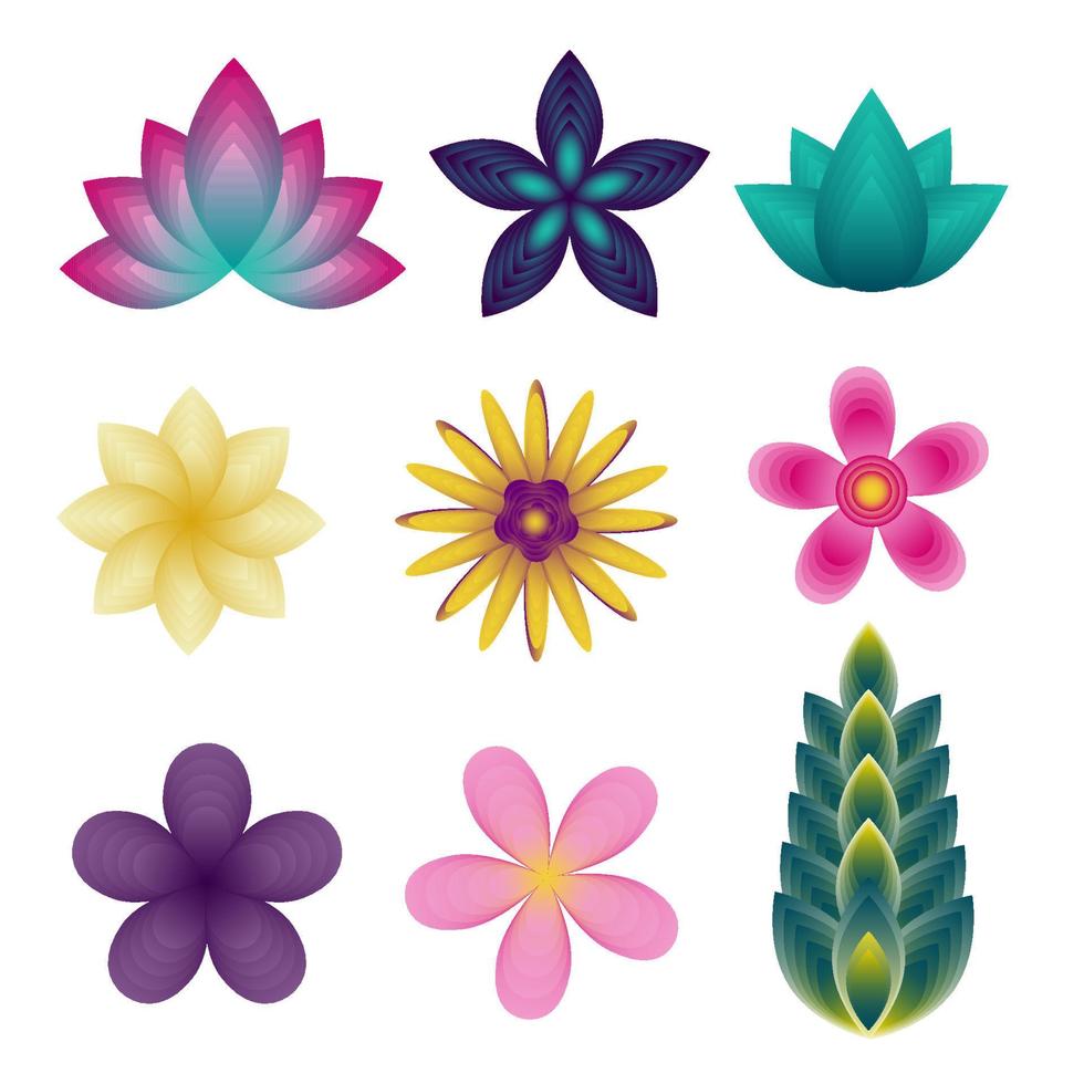 exotisk blommor uppsättning, blomma samling. ikon, logotyp. vektor illustration.